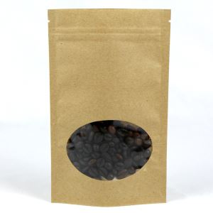 Stovėjimo kraftpopieriaus maišeliai su langu