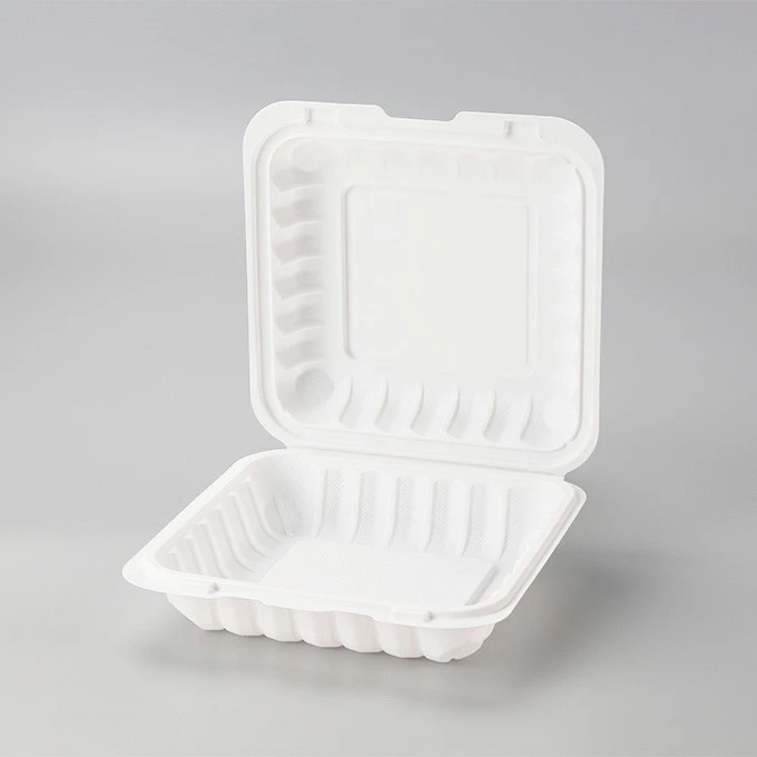 8x8inch Fried Chicken Chips Packaging Biodegradable Food Container Disposable PP Lunch Box Microwave Takeaway Hinged Box