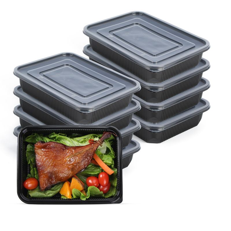 850 ml vienkartiniai plastikiniai šviežio maisto konteineriai, 3 skyriai mikr...