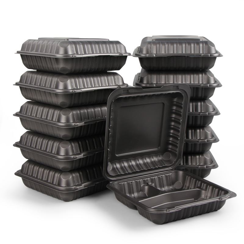 Clamshell pritaikyti juodos spalvos vienkartines mikrobangų plastikines maist...