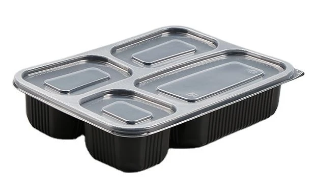 Plastikinis 4 skyrių konteineris išsinešimui