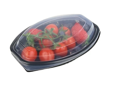 Ovalūs PP plastikiniai maisto konteineriai su dangteliu